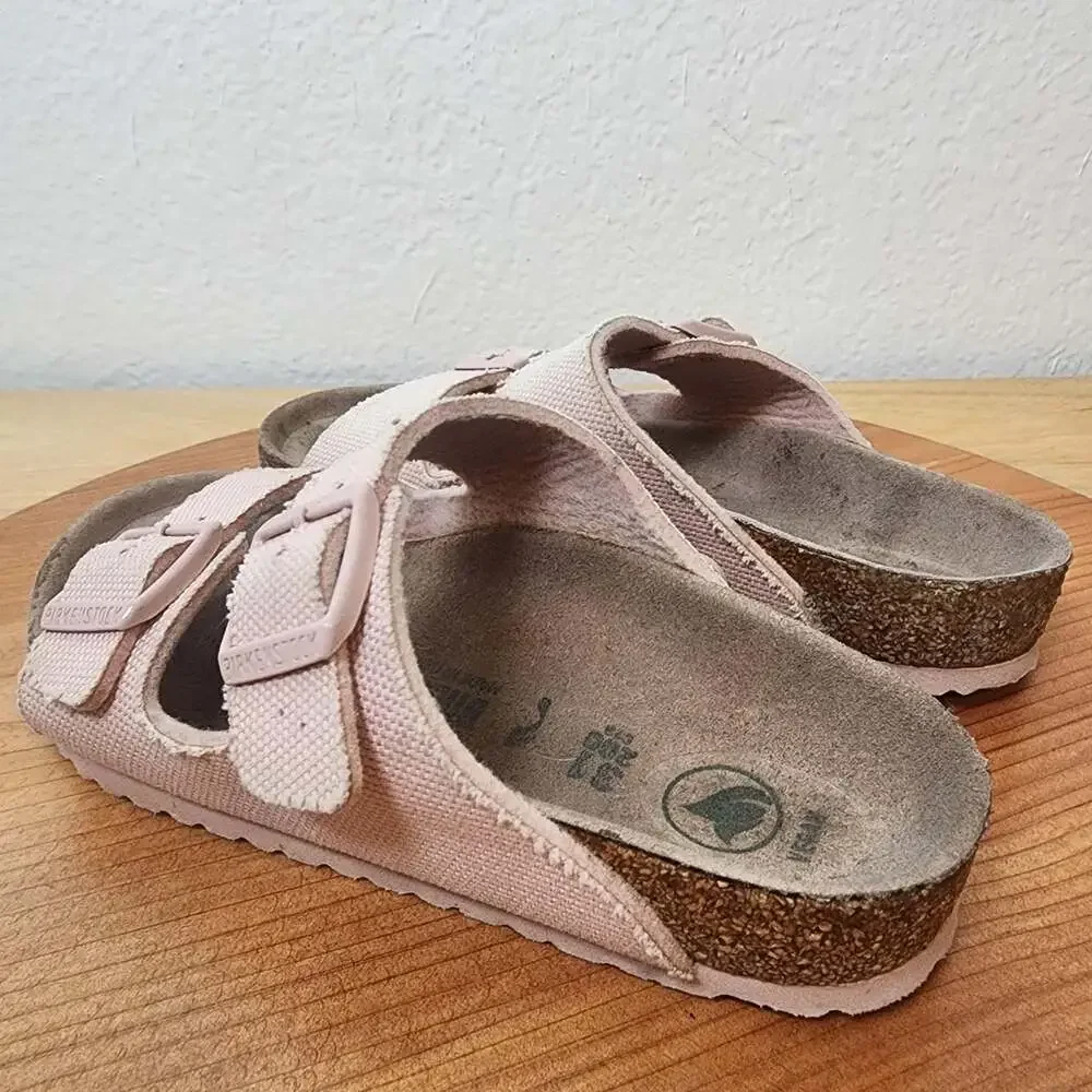 Birkenstock Arizona Sandals Kids Size 13 EU31 Pink Canvas Vegan Buckle